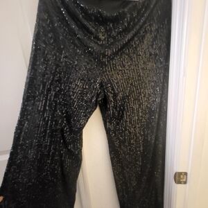 Premier Amour Black Sequin Fully Lined Evening Pants